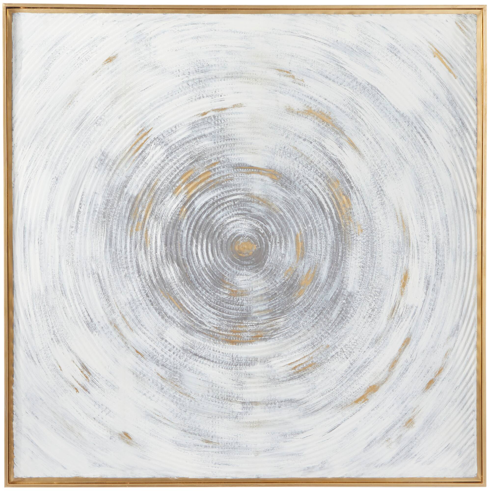 White Metal Spiral Starburst Framed Wall Art with Gold Frame 40" x 1" x 40"